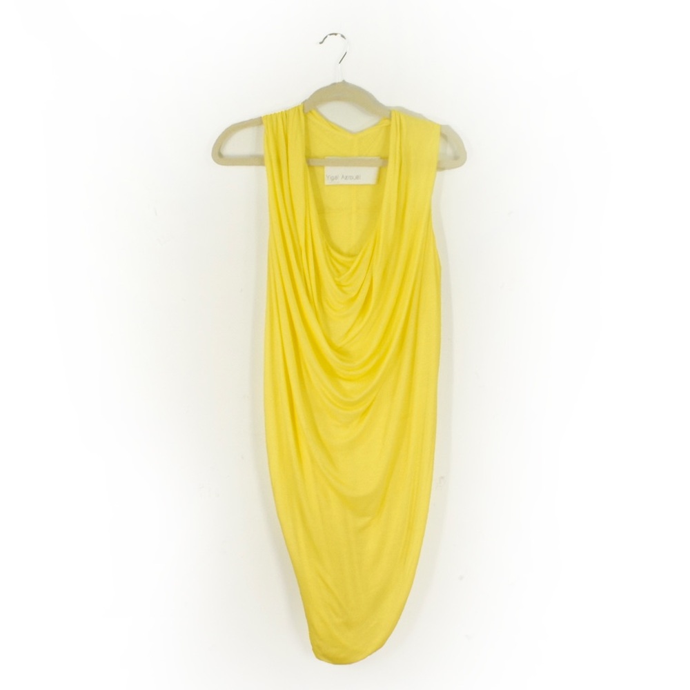 Yigal Azrouel New York Yellow Drape Sleeveless Dress - Picture 4 of 5